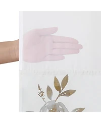 Americanflat 72x75 Hookless Shower Curtain - Floral Gold Grey Shower Curtain with Sheer Panel, Snap-In Liner, and Grommets - 100% Polyester