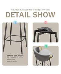 Set of 2 30 Inch Swivel Bar Stools with Upholstered Seats and Metal Legs Modern Counter Height Dining Chairs for Kitchen Island or Restaurant Use-The