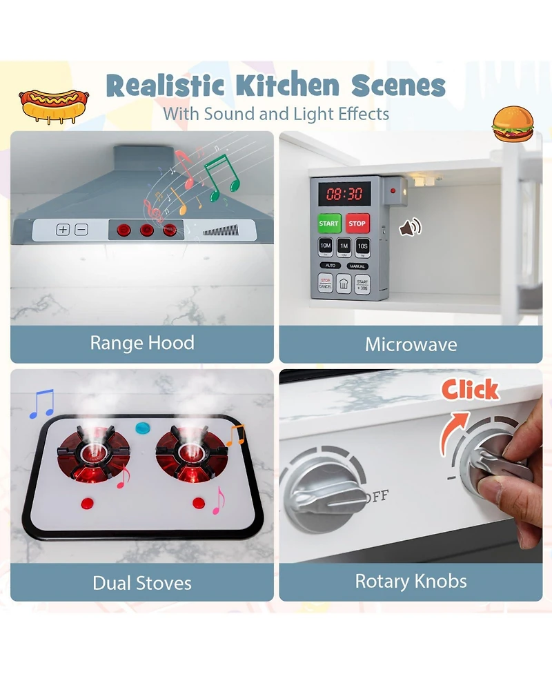 Kids Corner Pretend Kitchen Playset with Separated Washing Basin