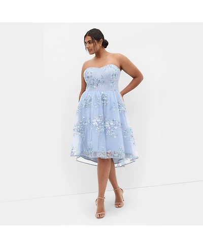 City Chic Plus Ambrosia Strapless Tulle Dress