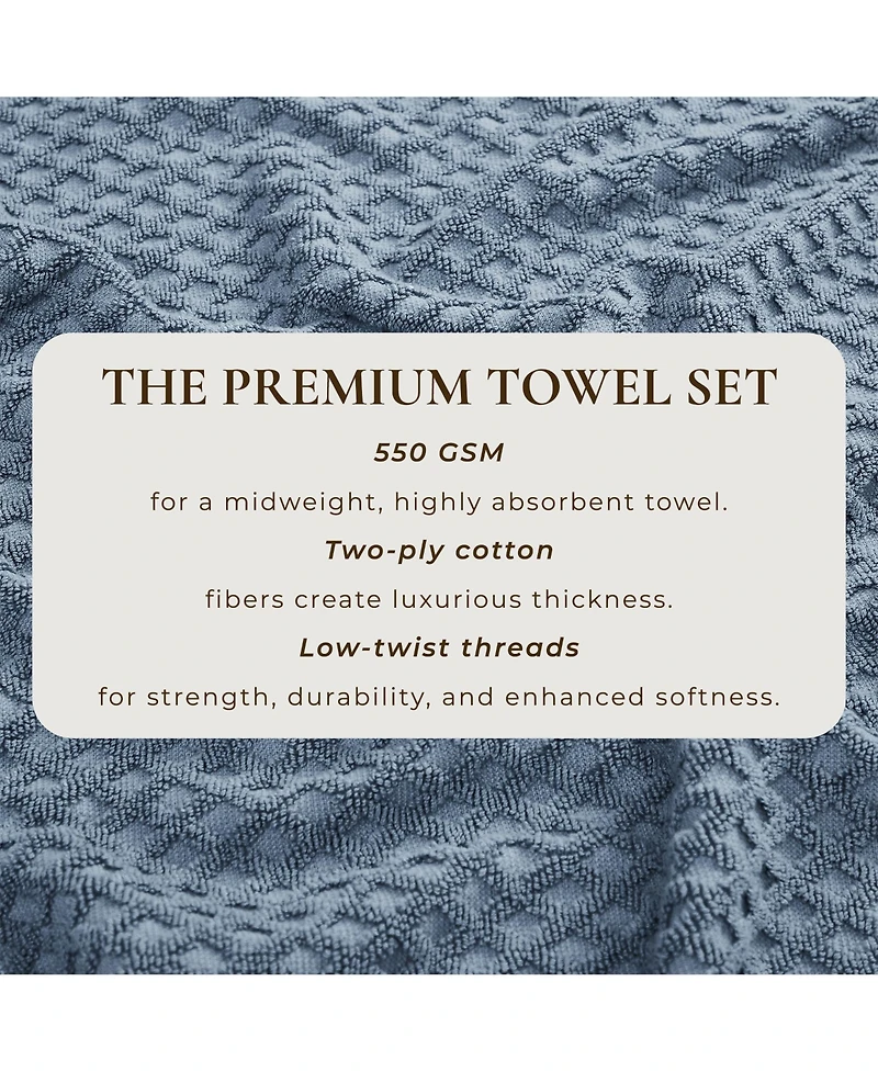 Linery & Co. Quick-Drying Cotton Diamond Waffle Textured 6-Piece Hand Towel Set