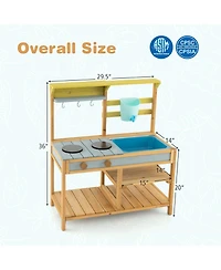 Outdoor Kids Mud Kitchen with Faucet and Water Box