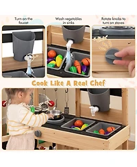 Mud Kitchen Playset Kids Play Kitchen Outdoor with 2 Removable Sinks