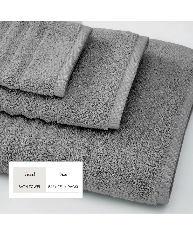Linery & Co. Luxury 100% Combed Cotton 4-Pack Bath Towel Set