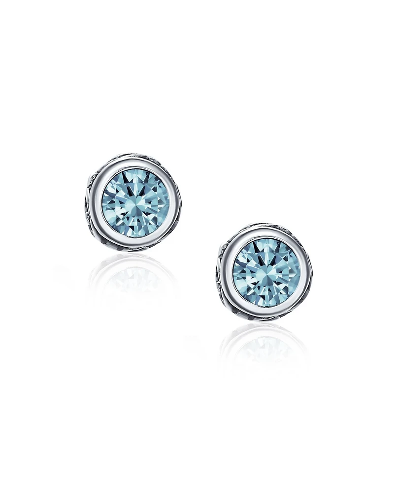 Bling Jewelry Boho Bali Tiny Round Stud Earrings Oxidized .925 Sterling Silver