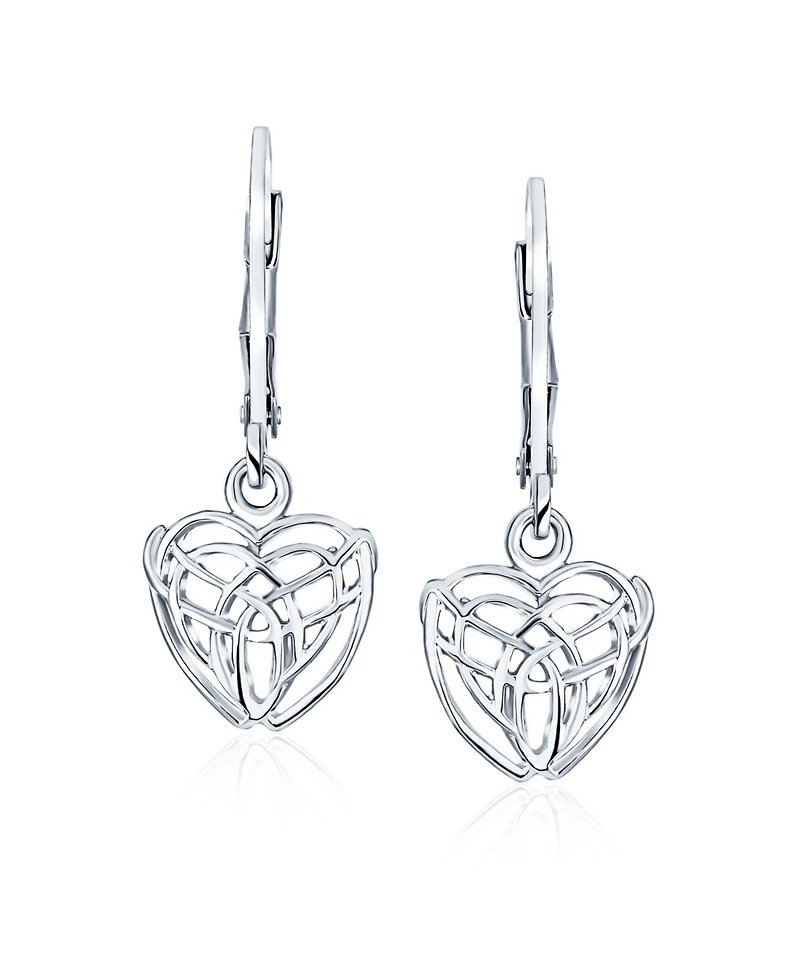 Bling Jewelry Delicate Celtic Knot Dangle Earrings Sterling Silver Heart Shape Bff Friendship