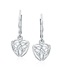 Bling Jewelry Delicate Celtic Knot Dangle Earrings Sterling Silver Heart Shape Bff Friendship