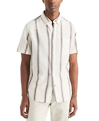 Nautica Men's Short Sleeve Striped Button-Down Shirt