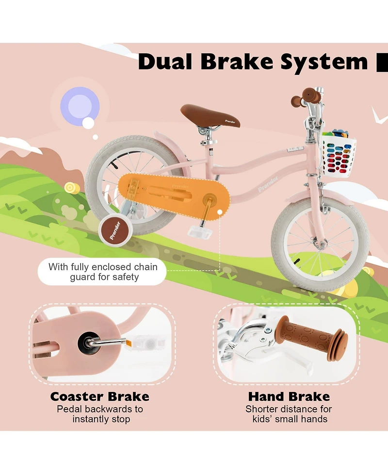 "14" Kids Bike for Boys and Girls Aged 3-8 Years with Training Wheels