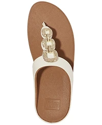 FitFlop Women's Fino Crystal Chain Leather Toe-Post Sandals
