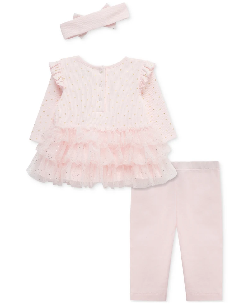 Little Me Baby Girls Dot Shine Tutu Top, Leggings & Headband, 3 Piece Set
