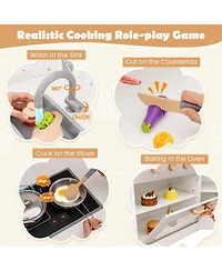 Corner Kids Play Kitchen with Washing Machine and Ice Maker Gift for Boys Girls