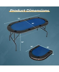 8 Players Texas Holdem Foldable Poker Table