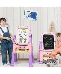 Height Adjustable Kids Art Easel Magnetic Double-Sided Board