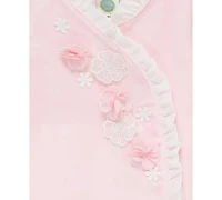 Little Me Baby Girls Flowers Velour Footed Coverall