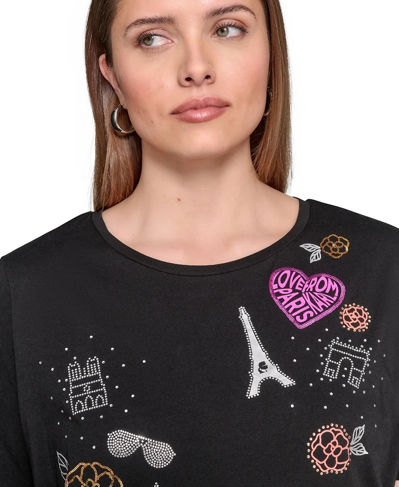 Karl Lagerfeld Paris Plus Printed Camp Shirt