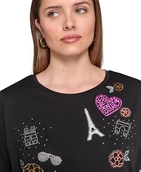 Karl Lagerfeld Paris Plus Printed Camp Shirt