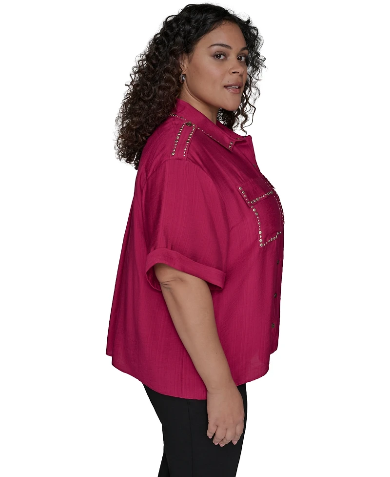 Karl Lagerfeld Paris Stud-Embellished Button-Front Shirt