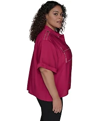 Karl Lagerfeld Paris Stud-Embellished Button-Front Shirt