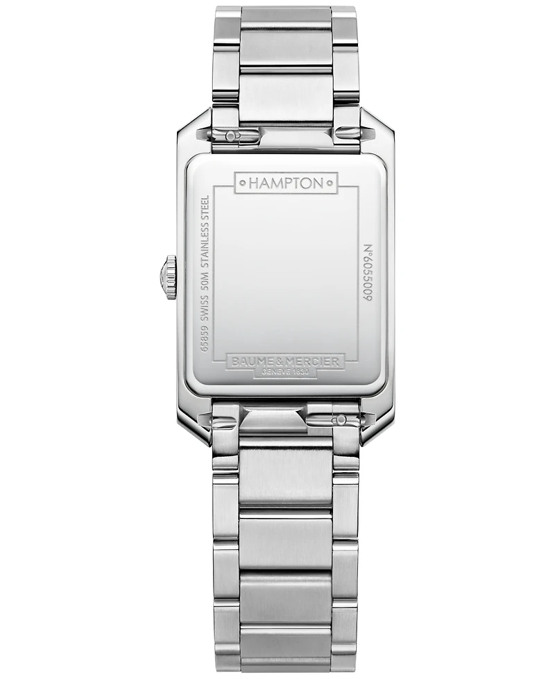 Baume & Mercier Women's Swiss Hampton Diamond Accent Stainless Steel Bracelet Watch 35x22mm
