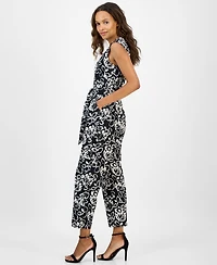 Ak Anne Klein Petite Printed V-Neck Jumpsuit