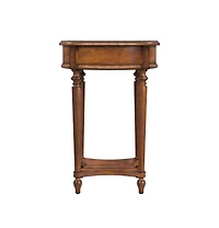 Solid and Manufactured Wood Round End Table with Drawer and Shelf for Stylish Storage