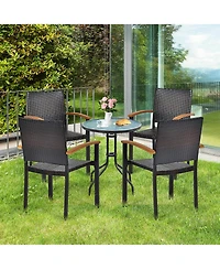 Gymax 4PCS Stackable Patio Wicker Dining Chair Rattan Armchair Outdoor Yard