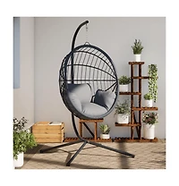 Hanging Egg Chair Stand without Basket Black Steel