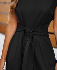 Cupshe Women's Elegant Tie-Waist Cap Sleeve Jumpsuit