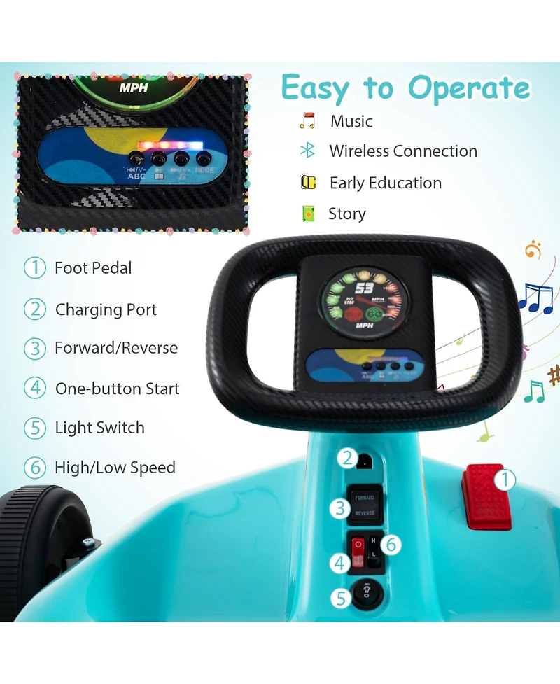 12V Electric Go Kart for Kids Race Toy with Remote Control and Music