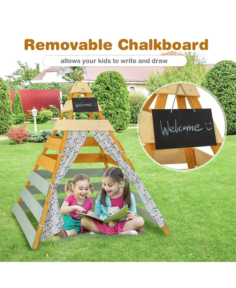 Triangle Hideaway Playhouse with Removable Chalkboard for Indoor and Outdoor