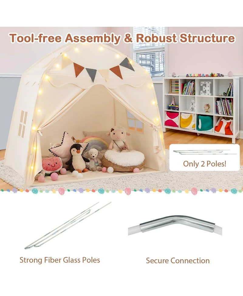Kids Play Tent Bed Tent with String Lights Extra Large Playhouse Tent