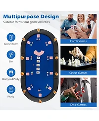 Portable 84 x 42 Inch 10-Player Foldable Padded Poker Table Top