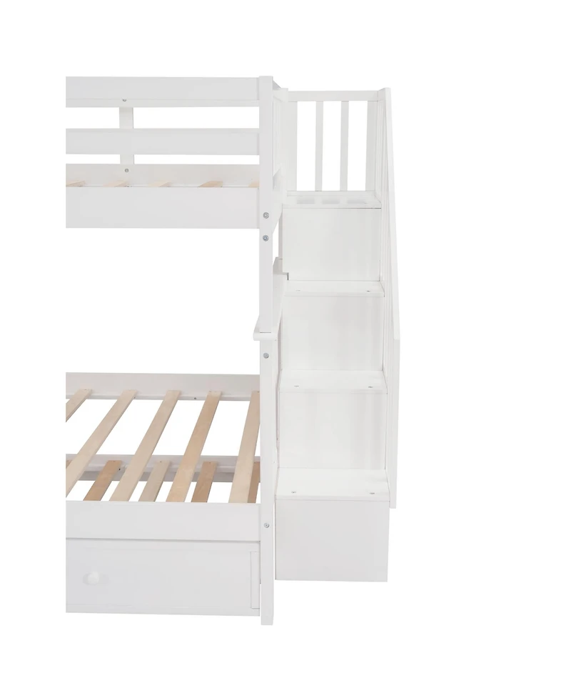 Stairway Bunk Bed w/ Trundle, Storage & Rail