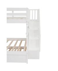 Stairway Bunk Bed w/ Trundle, Storage & Rail