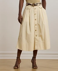 Lauren Ralph Women's Button-Front Micro-Sanded Twill Skirt