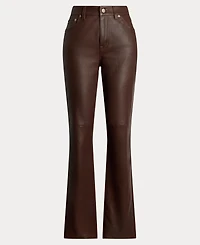 Lauren Ralph Women's High-Rise Lambskin Straight Ankle Pants