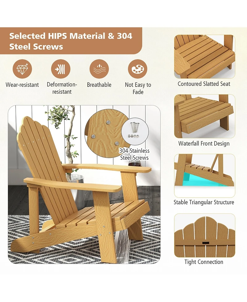 Gymax Patio Hips Outdoor Weather Resistant Slatted Chair Adirondack w/ Cup Holder