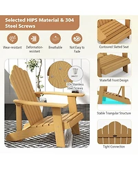 Gymax Patio Hips Outdoor Weather Resistant Slatted Chair Adirondack w/ Cup Holder