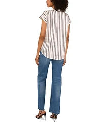 Vince Camuto Women's Striped Split-Neck Blouse