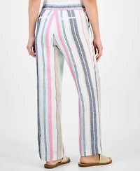 Charter Club Petite Striped Drawstring Linen Pants, Exclusively at Macy's