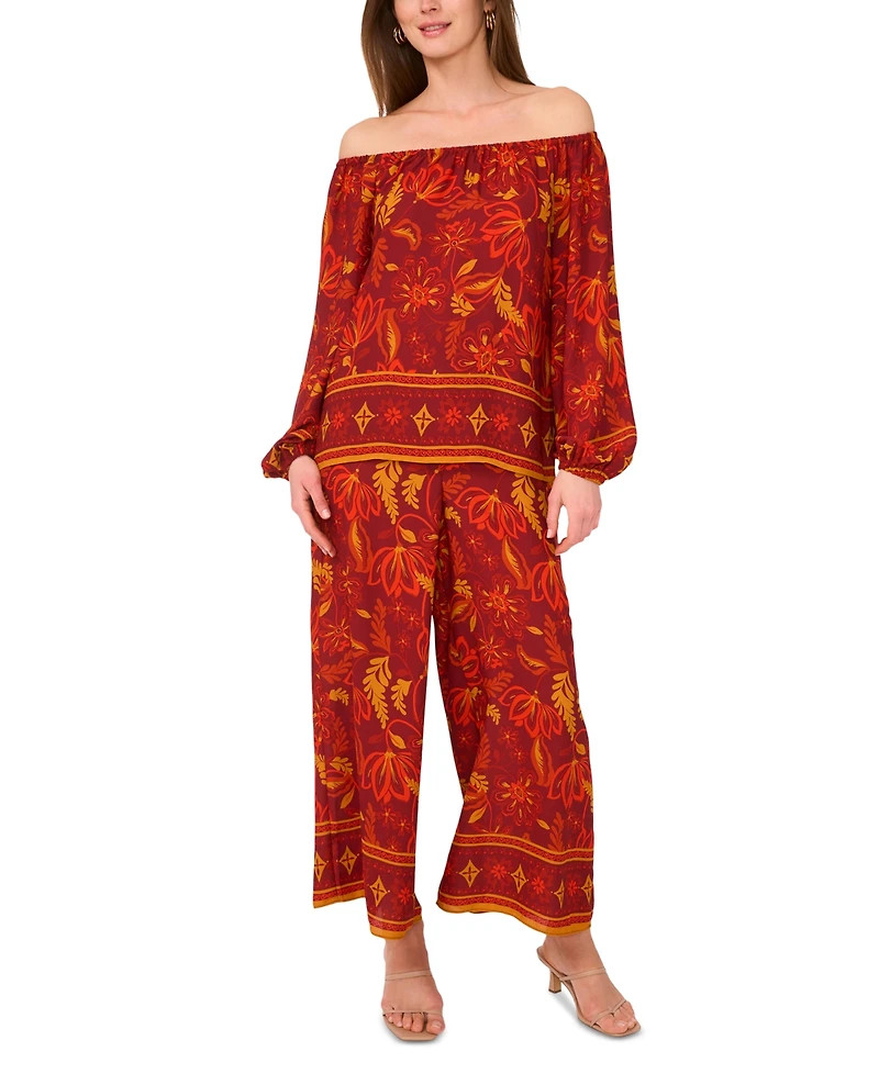 Vince Camuto Women's Printed Pull-On Wide-Leg Pants