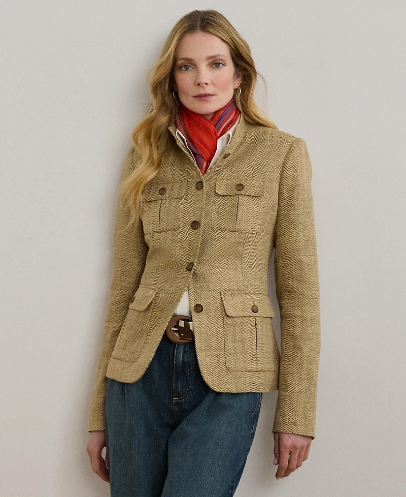 Lauren Ralph Women's Herringbone Linen Jacket