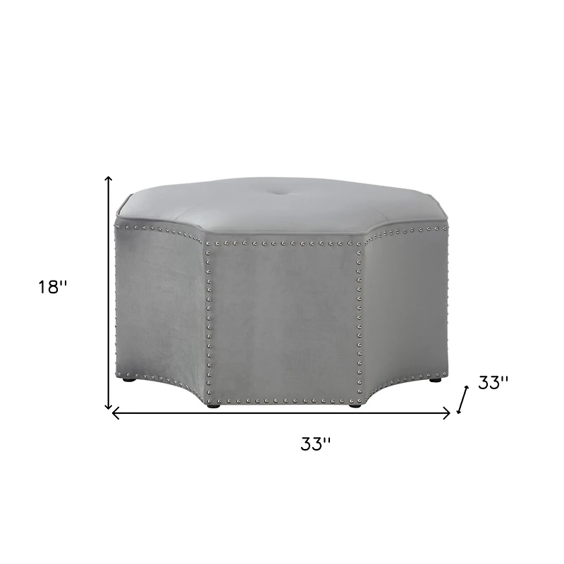 Velvet Tufted Octagonal Ottoman for Coffee Table and Modern Home Styling
