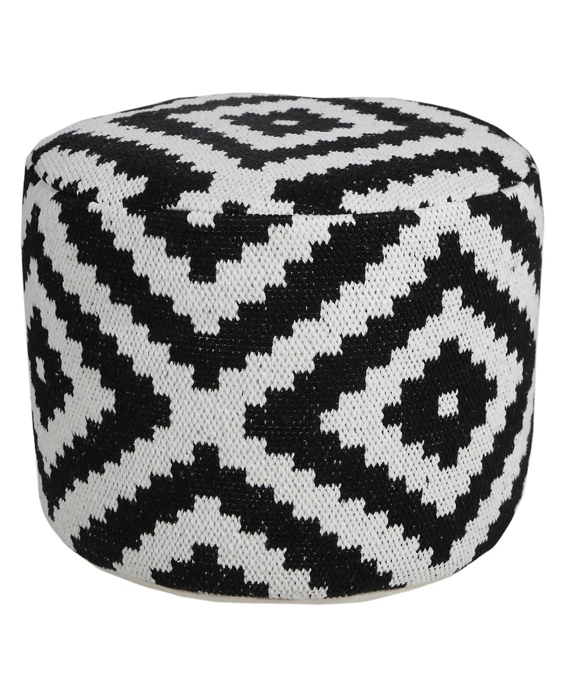 18" Black Cotton Blend Ottoman