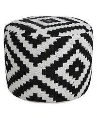 18" Black Cotton Blend Ottoman