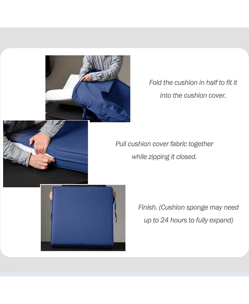 Aoodor Outdoor Chair Cushion W25''xD25'' Soft, Fade-resistant Polyester, Removable Cover with Hidden Zipper, Adaptable Secure Ties, Set of 2 Available