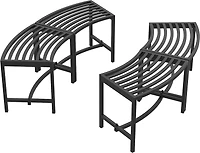 Metal Curved Bench Set of 4, Black Metal Outdoor Stool Chair, Outdoor Fire Pit Seating,Camping chair, Steel Backless