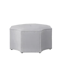 Tufted Faux Leather Octagonal Cocktail Ottoman for Stylish Living Room Seating