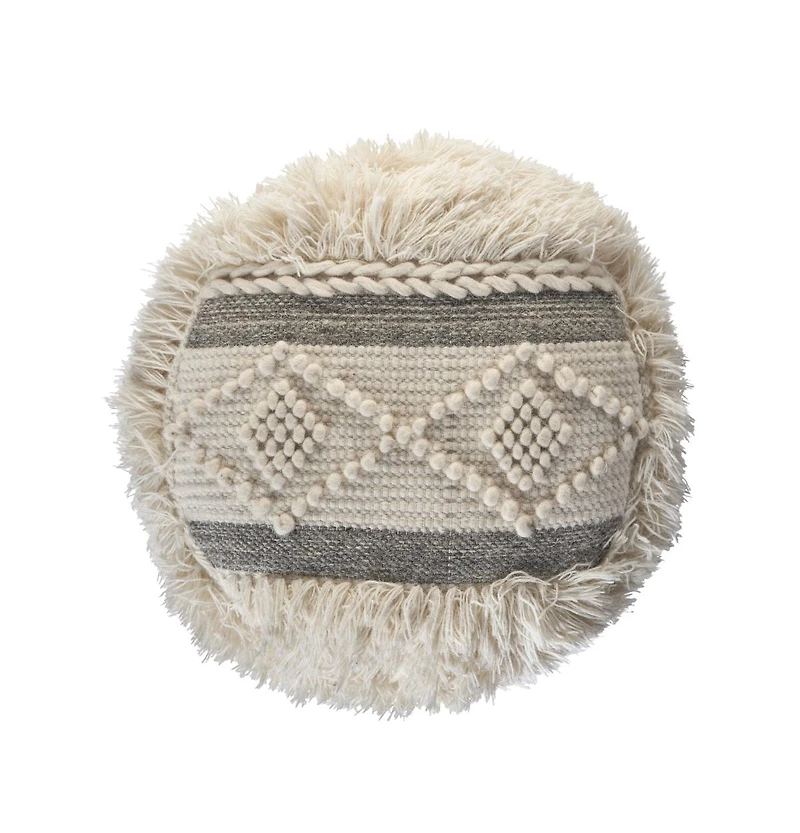Round Wool Ottoman for Comfortable Footrest and Living Room Seating